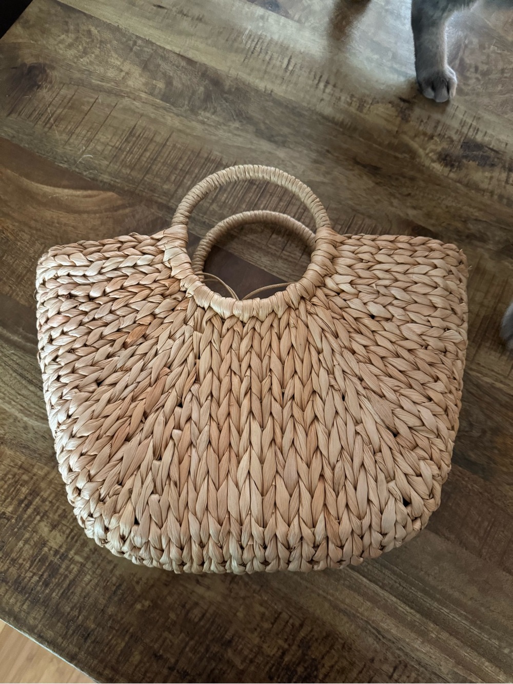 Woven Straw Tote Bag - Natural Tan - Picture 2 of 8